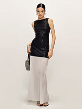 Rückenfreies Kleid mit Farbblock-Pailletteneinsatz
